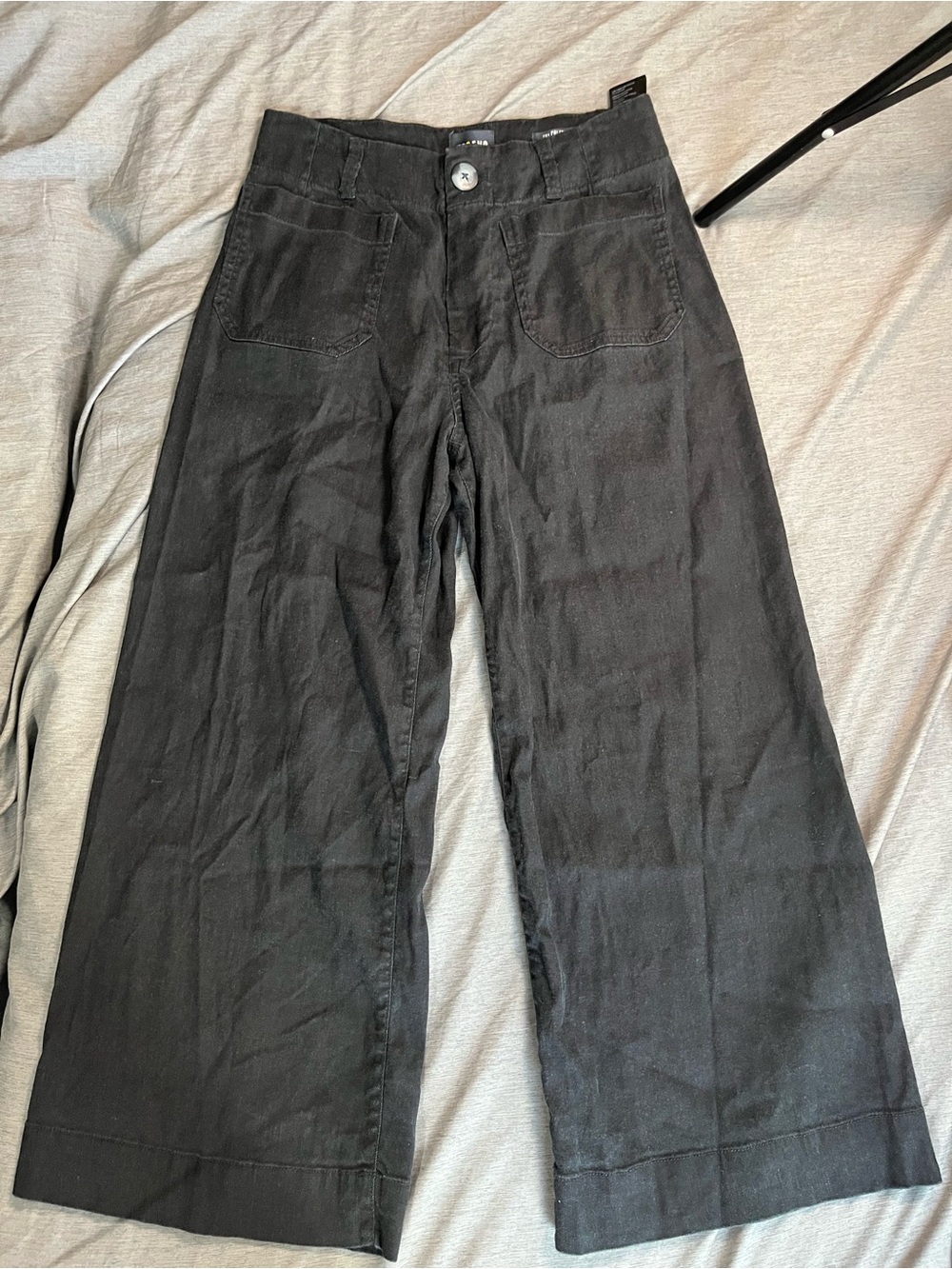 Maeve by Anthropologie The Colette Linen Stretch High-Rise Wide-Leg Pants, Black